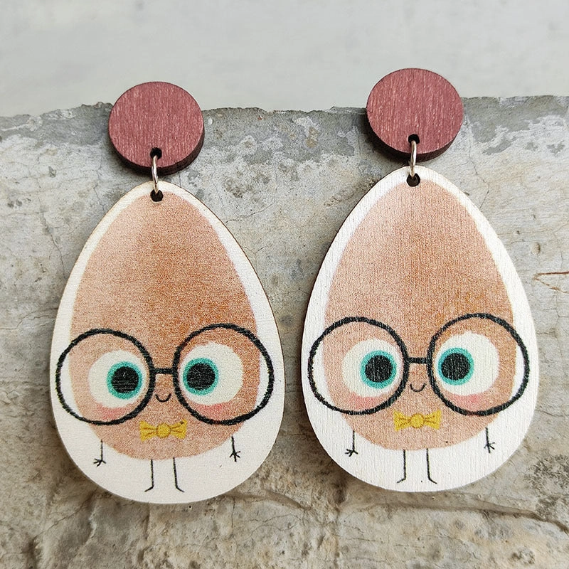 Wholesale 2 Pairs/Pack Teacher's Day Potato Reading Wooden Earrings