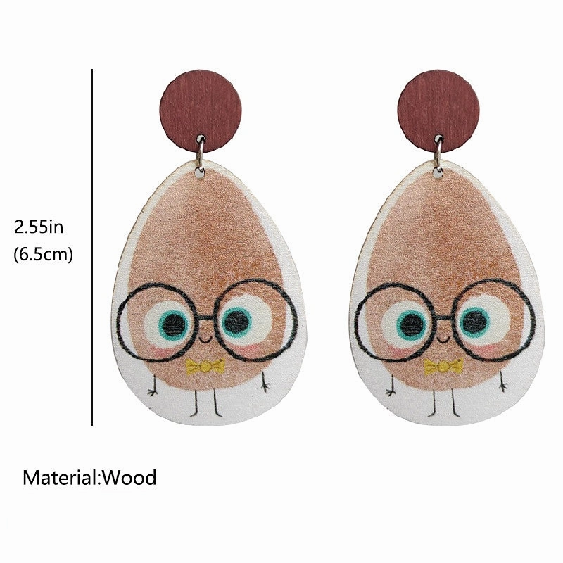 Wholesale 2 Pairs/Pack Teacher's Day Potato Reading Wooden Earrings