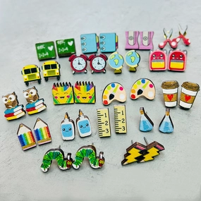 Wholesale 2 Pairs/Pack Teacher's Day Wooden Earrings
