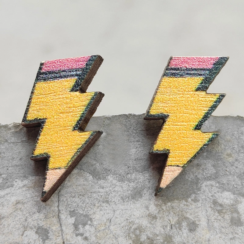 Wholesale 2 Pairs/Pack Teacher's Day Wooden Earrings