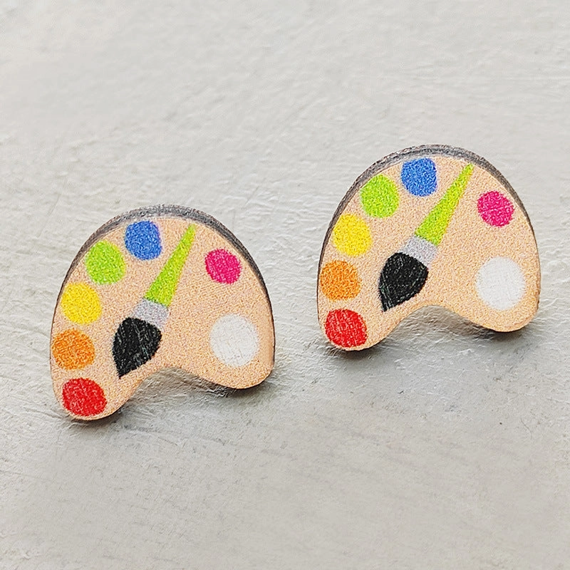Wholesale 2 Pairs/Pack Teacher's Day Wooden Earrings