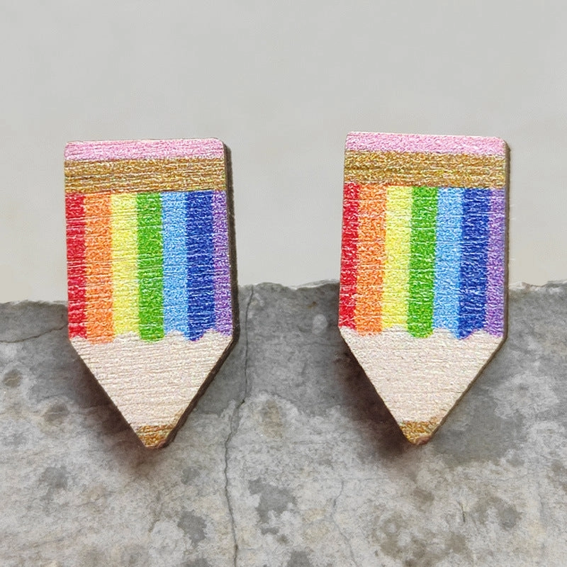 Wholesale 2 Pairs/Pack Teacher's Day Wooden Earrings