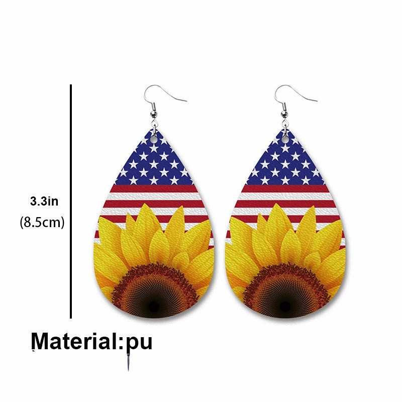 Wholesale 2 Pairs/Pack USA Independence Day Leather Earrings