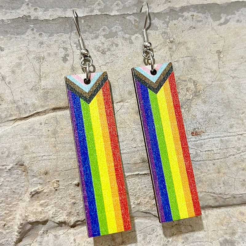 Wholesale 2 pairs/pack Valentine's Day LGBT  Wooden Heart Earrings