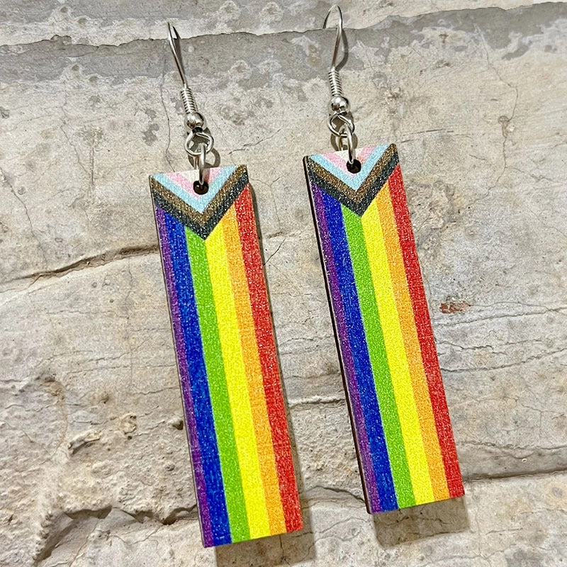 Wholesale 2 pairs/pack Valentine's Day LGBT  Wooden Heart Earrings