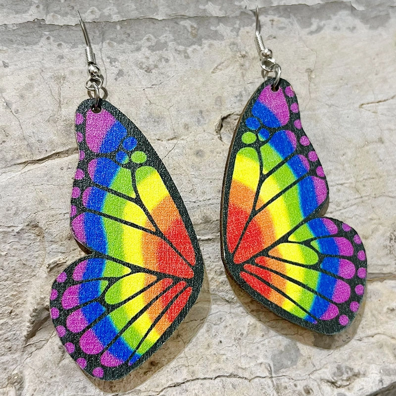 Wholesale 2 pairs/pack Valentine's Day LGBT  Wooden Heart Earrings