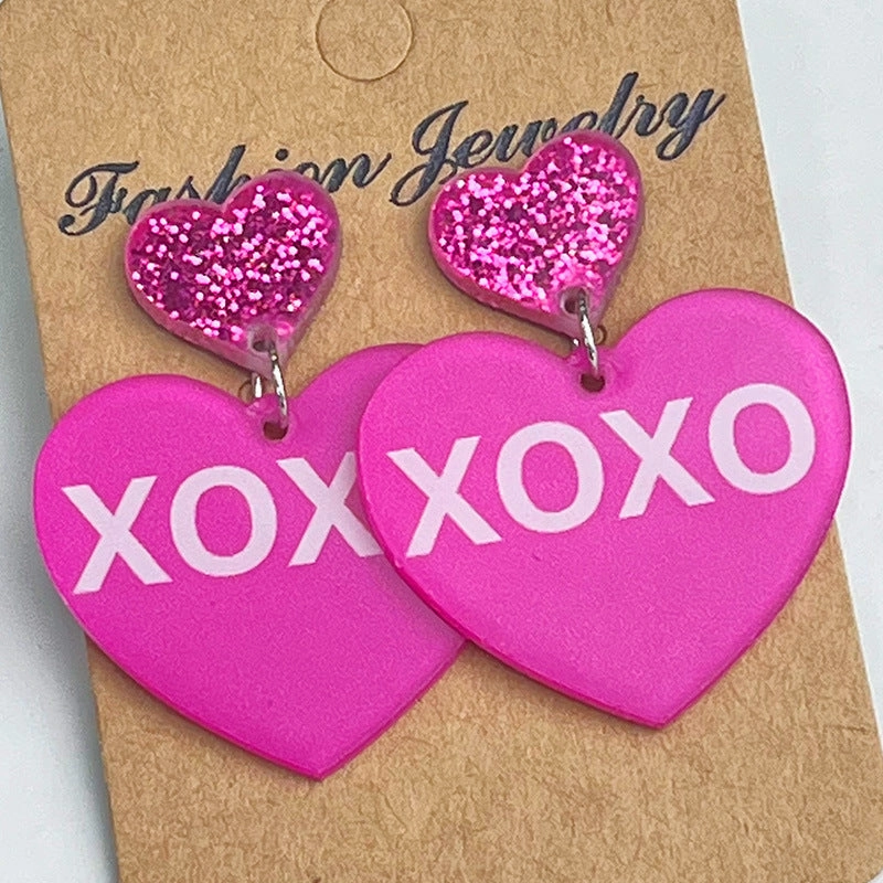 Wholesale 2 pairs/pack Valentine's Day Love Shiny Dog Mom Love Acrylic Earrings