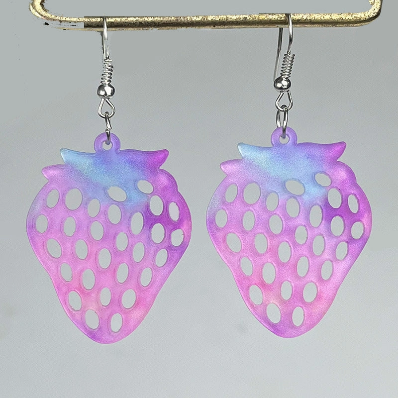 Wholesale 2 pairs/pack Valentine's Day Pink Smudge Flower Flamingo Strawberry Hollow Earrings