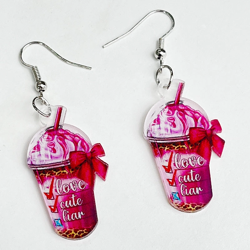 Wholesale 2 pairs/pack Valentine's Day Shiny Smiley Astronaut Spaceship Love Bow Earrings