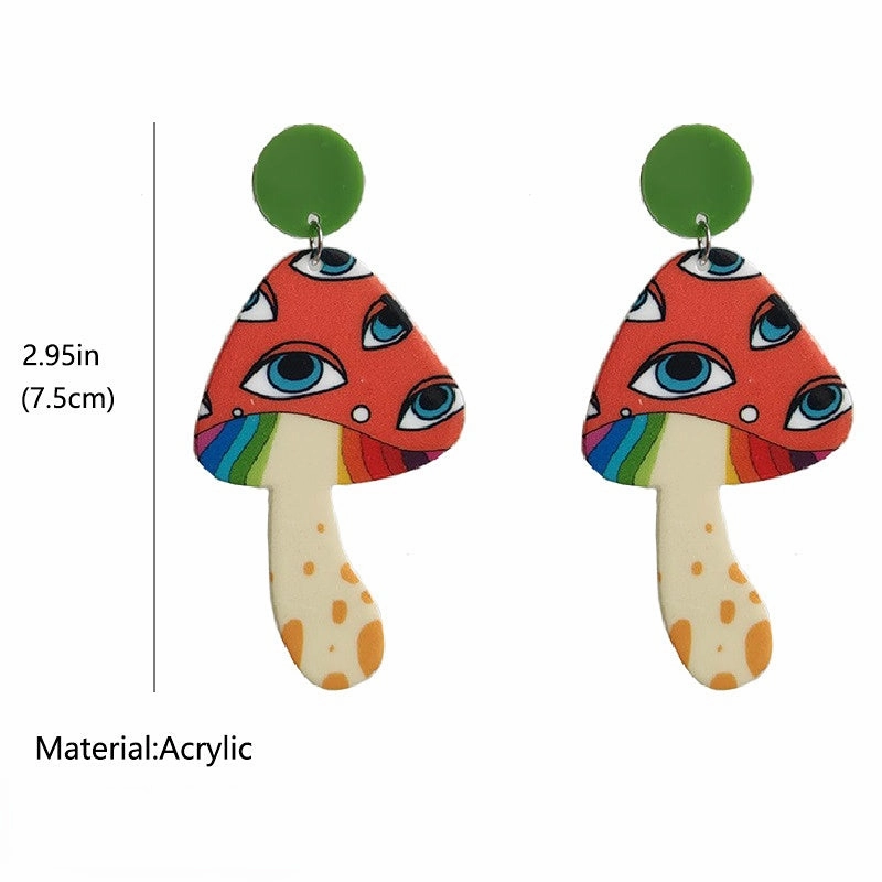 Wholesale 2 Pairs/Pack Vintage Mushroom Acrylic Earrings
