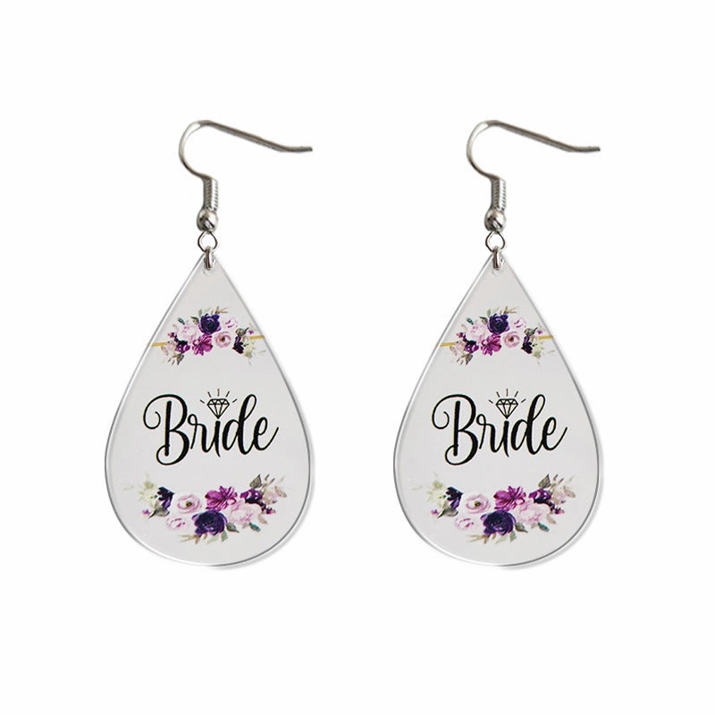 Wholesale 2 Pairs/Pack Water Drop Shape Transparent Acrylic Flowers Wedding Earrings