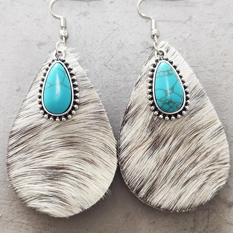 Wholesale 2 Pairs/Pack Western Animal Print Leather Earrings