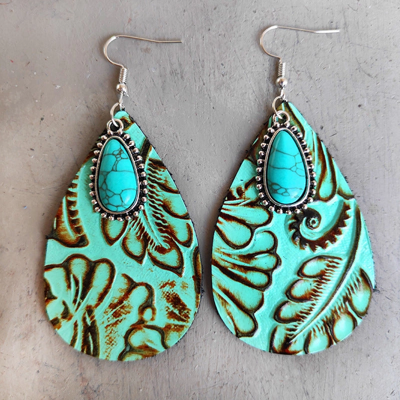 Wholesale 2 Pairs/Pack Western Genuine Leather Earrings