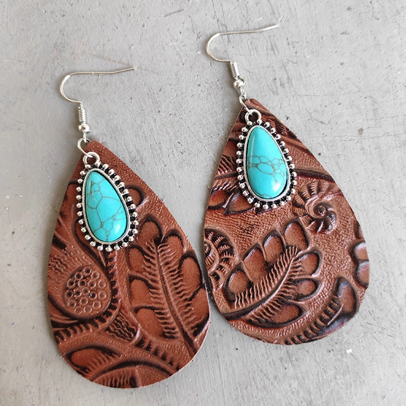 Wholesale 2 Pairs/Pack Western Genuine Leather Earrings