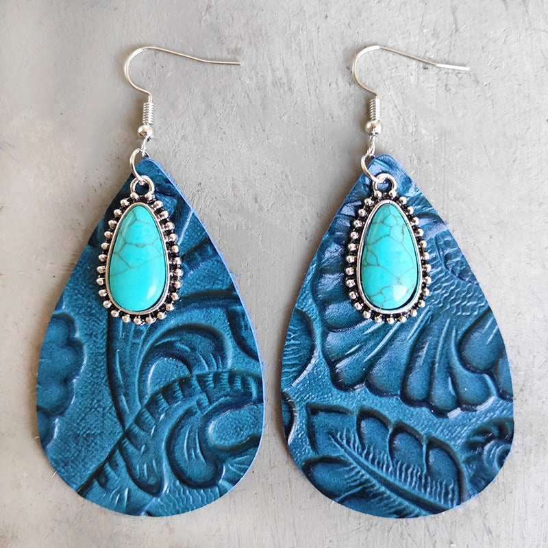 Wholesale 2 Pairs/Pack Western Genuine Leather Earrings