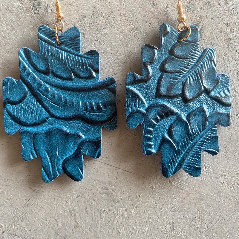 Wholesale 2 pairs/pack Western Style Aztec Leather Earrings
