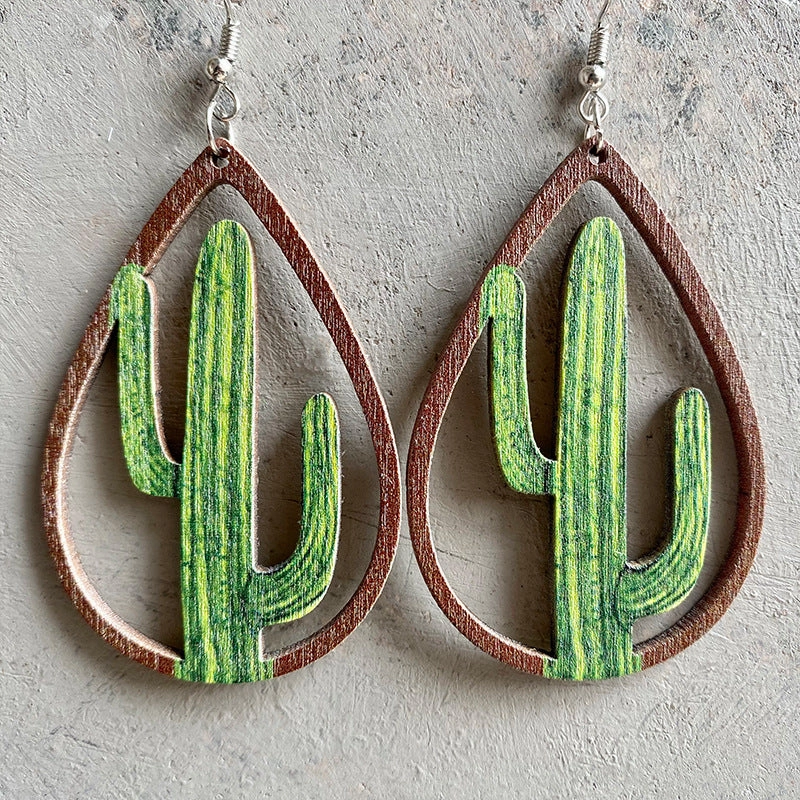 Wholesale 2 Pairs/Pack Western Sunflower Wood Earrings
