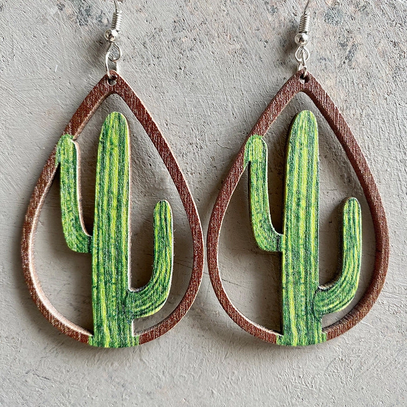 Wholesale 2 Pairs/Pack Western Sunflower Wood Earrings