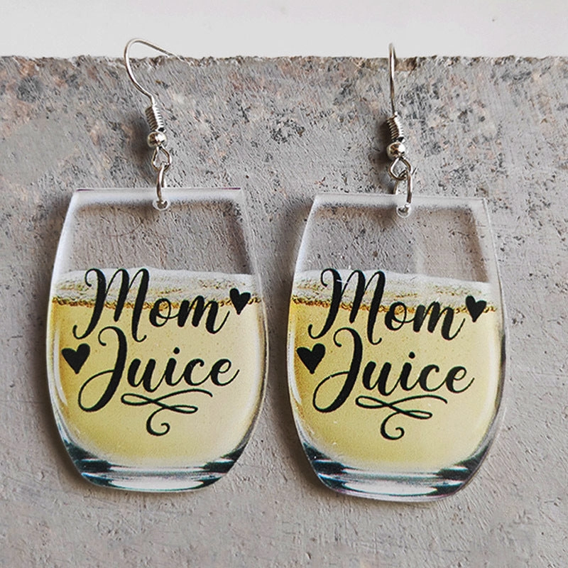 Wholesale 2 Pairs/Pack Wine Glass Letter Little Bee Whiskey Earrings