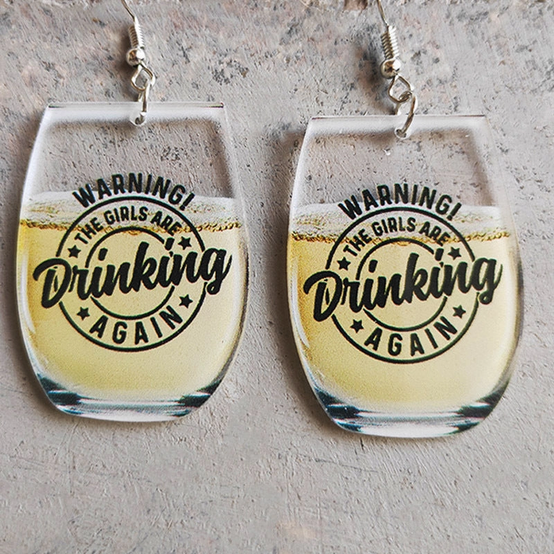 Wholesale 2 Pairs/Pack Wine Glass Letter Little Bee Whiskey Earrings