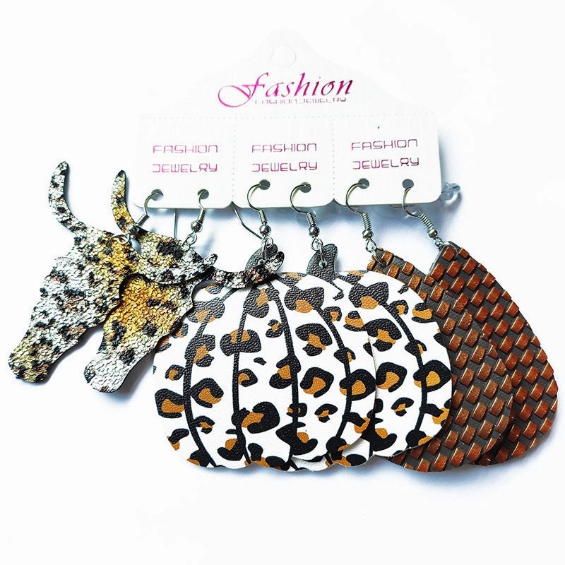 Wholesale 2 Sets Leather Western Cowboy Teacher's Day Graduation Season Earrings