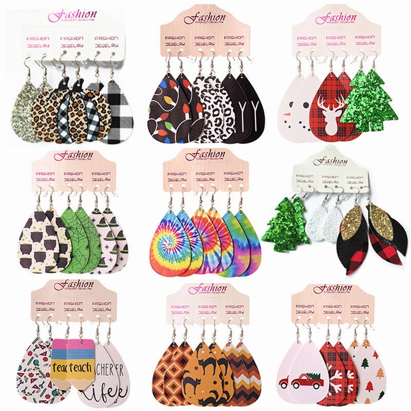 Wholesale 2 Sets Leather Western Cowboy Teacher's Day Graduation Season Earrings