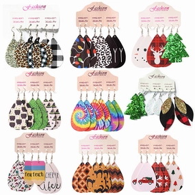 Wholesale 2 Sets Leather Western Cowboy Teacher's Day Graduation Season Earrings