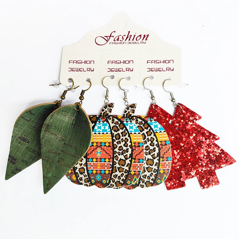Wholesale 2 Sets Leather Western Cowboy Teacher's Day Graduation Season Earrings