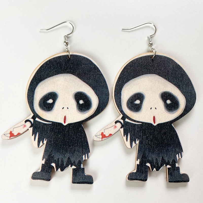 Wholesale 2pair/pack Halloween Scary Spooky Wooden Earrings