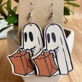 Wholesale 2pair/pack Halloween Scary Spooky Wooden Earrings
