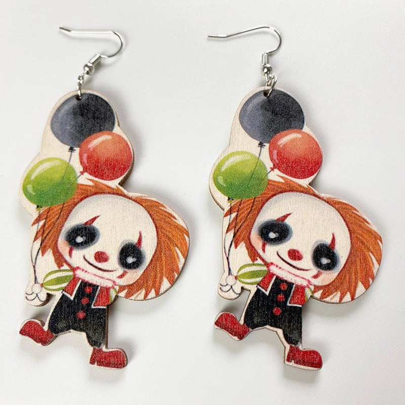 Wholesale 2pair/pack Halloween Scary Spooky Wooden Earrings
