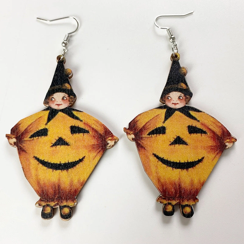 Wholesale 2pair/pack Halloween Scary Spooky Wooden Earrings