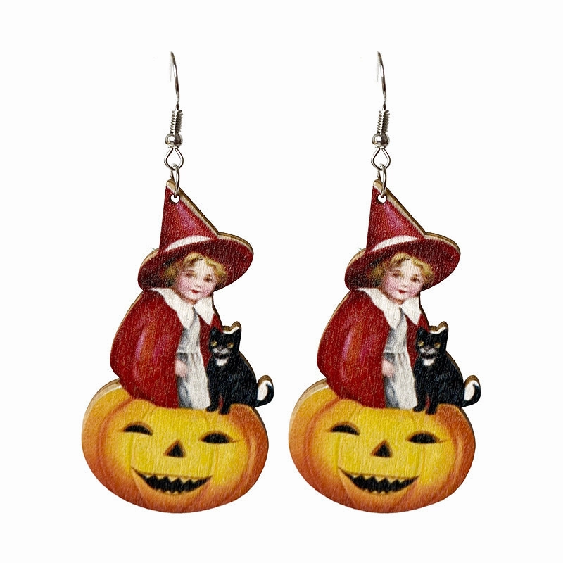 Wholesale 2pair/pack Halloween Scary Spooky Wooden Earrings