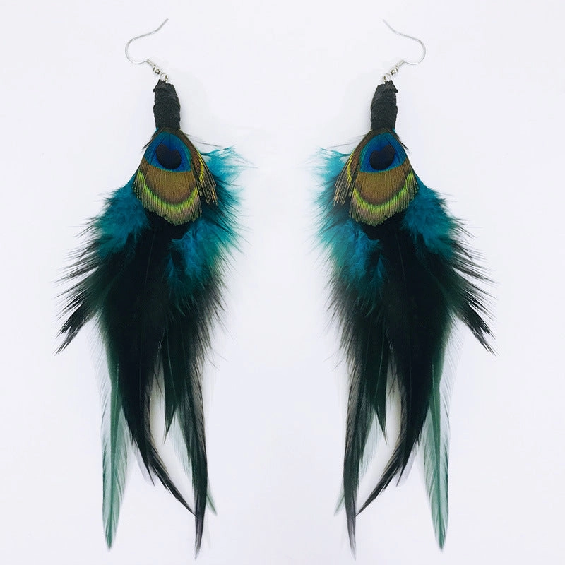 Wholesale 2pair/pack Peacock Feather Earrings