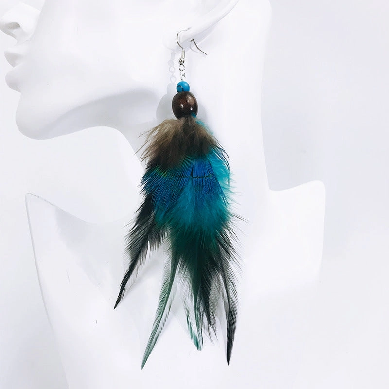 Wholesale 2pair/pack Peacock Feather Earrings