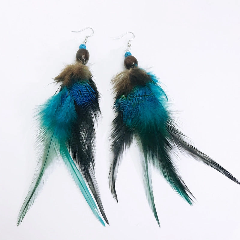 Wholesale 2pair/pack Peacock Feather Earrings