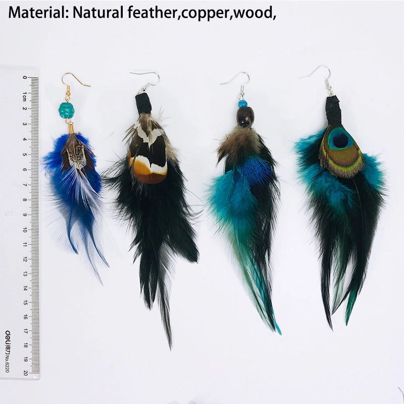 Wholesale 2pair/pack Peacock Feather Earrings