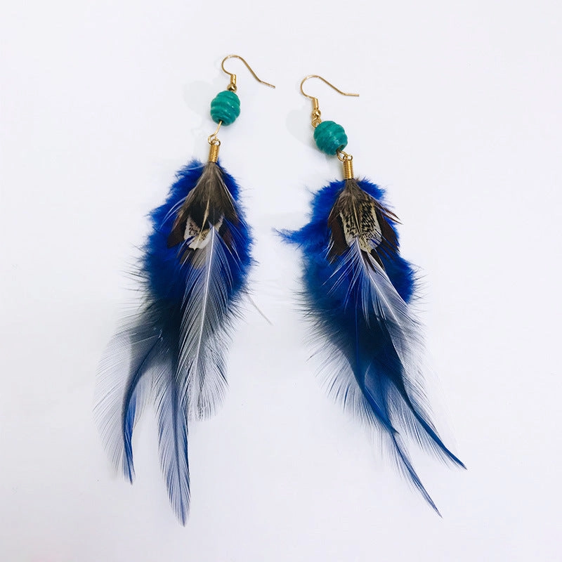 Wholesale 2pair/pack Peacock Feather Earrings