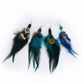 Wholesale 2pair/pack Peacock Feather Earrings