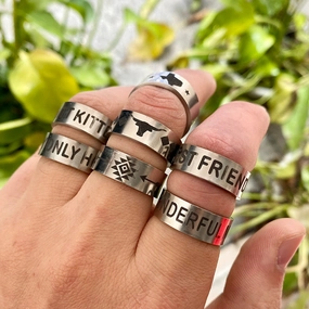 Wholesale 2pair/pack Stainless Steel Western Bull Head Rings One Pack of Three