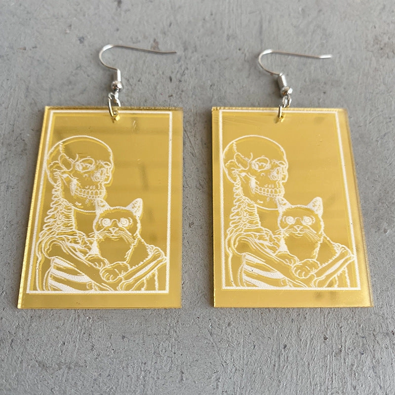 Wholesale 2pairs/pack Acrylic Skull Cat Earrings