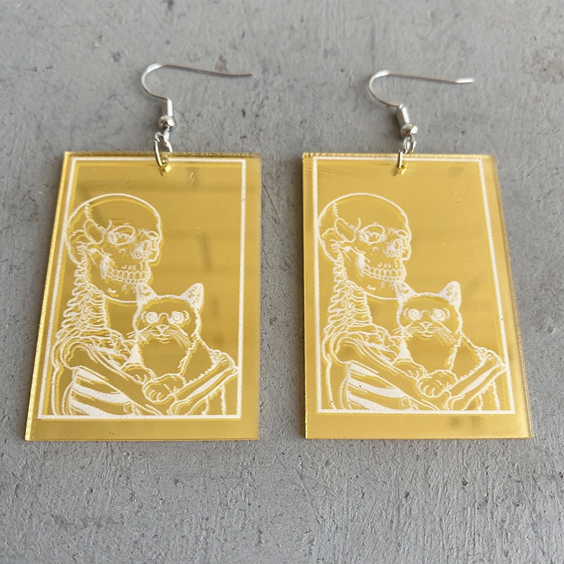 Wholesale 2pairs/pack Acrylic Skull Cat Earrings
