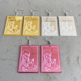 Wholesale 2pairs/pack Acrylic Skull Cat Earrings