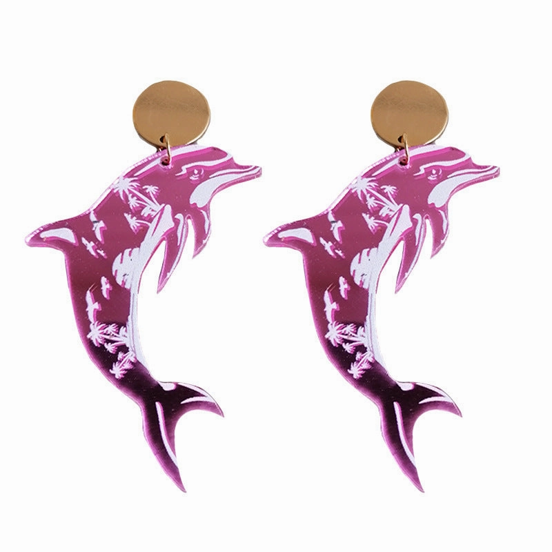Wholesale 2pairs/pack Acrylic Summer Dolphin Holiday Earrings