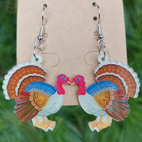 Wholesale 2pairs/pack Acrylic Thanksgiving Turkey Pumpkin Earrings