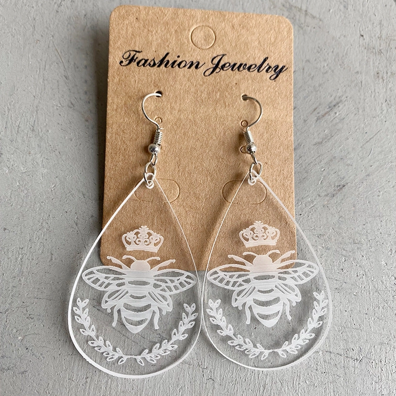 Wholesale 2pairs/pack Acrylic Transparent Water Drop Bee Butterfly Earrings