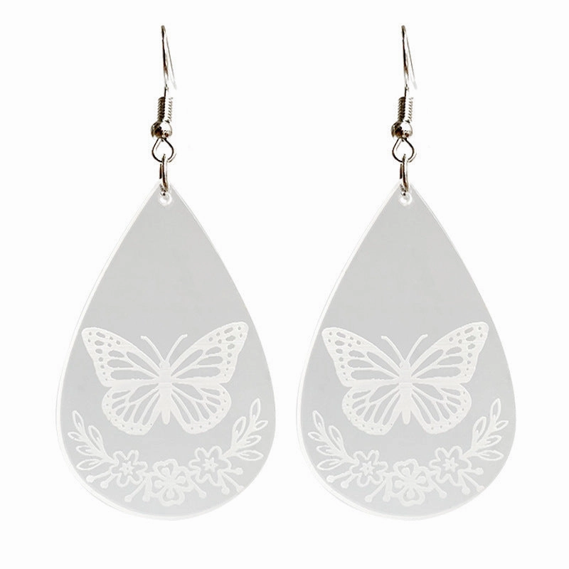 Wholesale 2pairs/pack Acrylic Transparent Water Drop Bee Butterfly Earrings