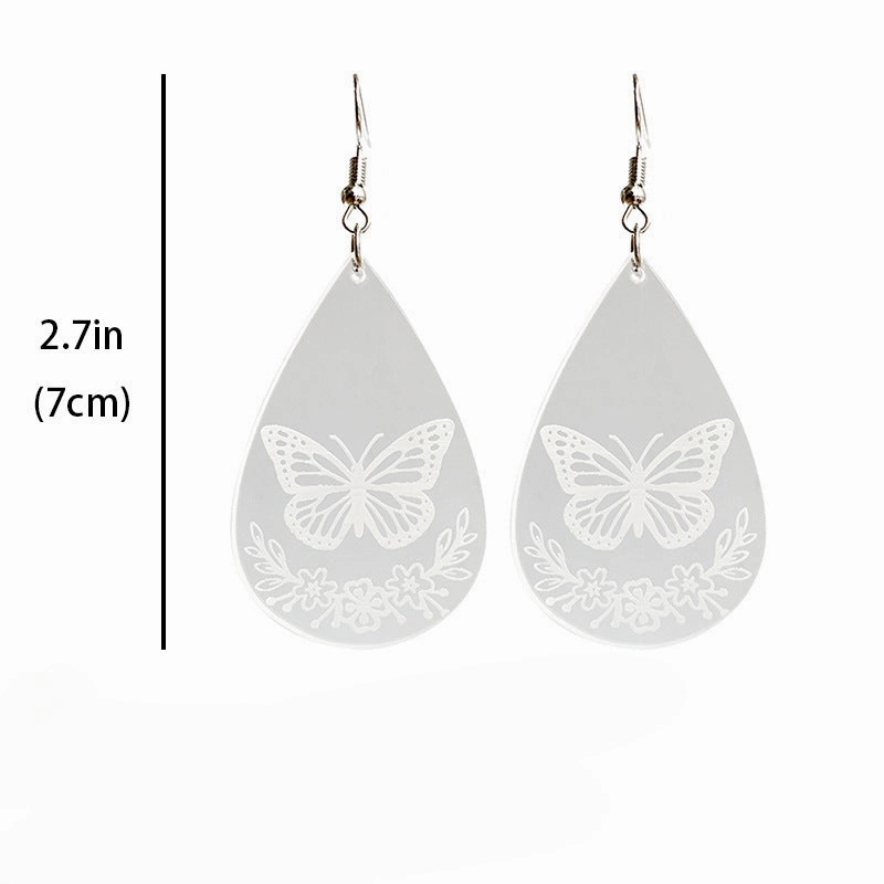 Wholesale 2pairs/pack Acrylic Transparent Water Drop Bee Butterfly Earrings