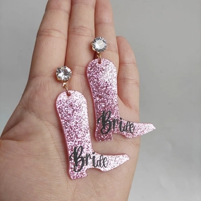 Wholesale 2pairs/pack Acrylic Zircon Shiny Boots Earrings