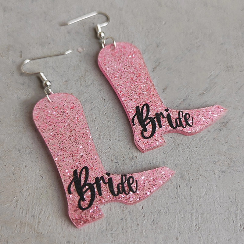 Wholesale 2pairs/pack Acrylic Zircon Shiny Boots Earrings